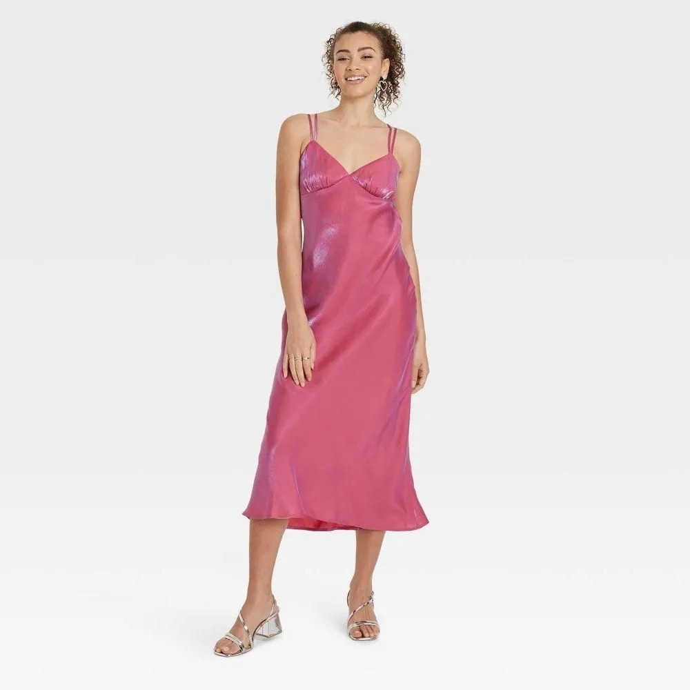 Size XS - Women's Iridescent Maxi Slip Dress - Wild Fable Pink
